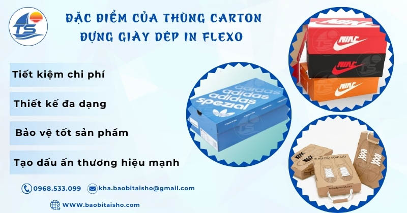 Đặc điểm của thùng carton đựng giày dép in flexo